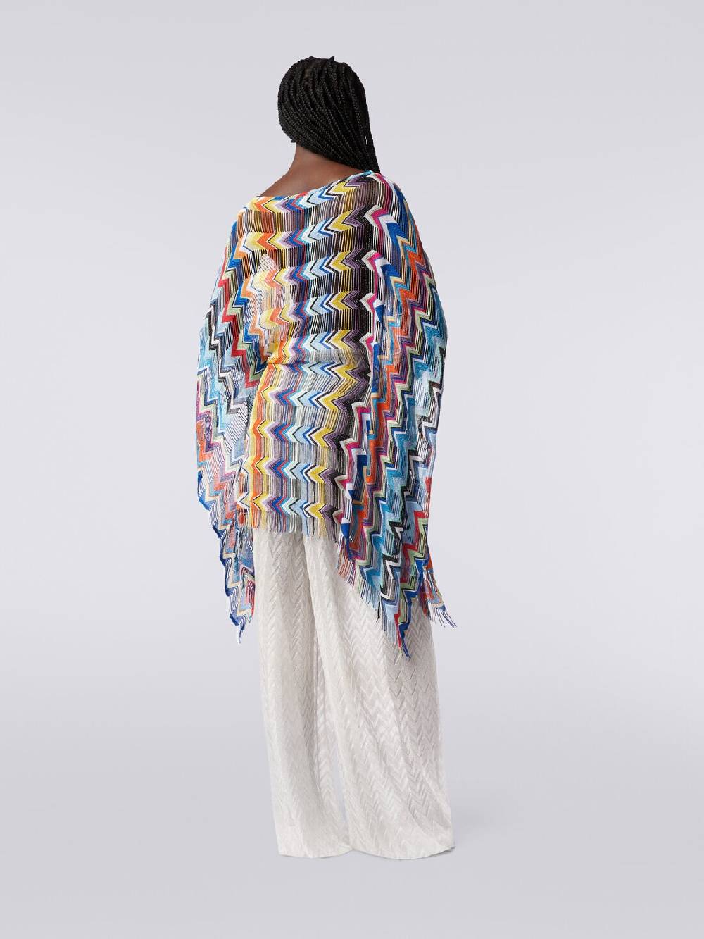 M Missoni Caftano Copricostume Corto In Viscosa Con Frange