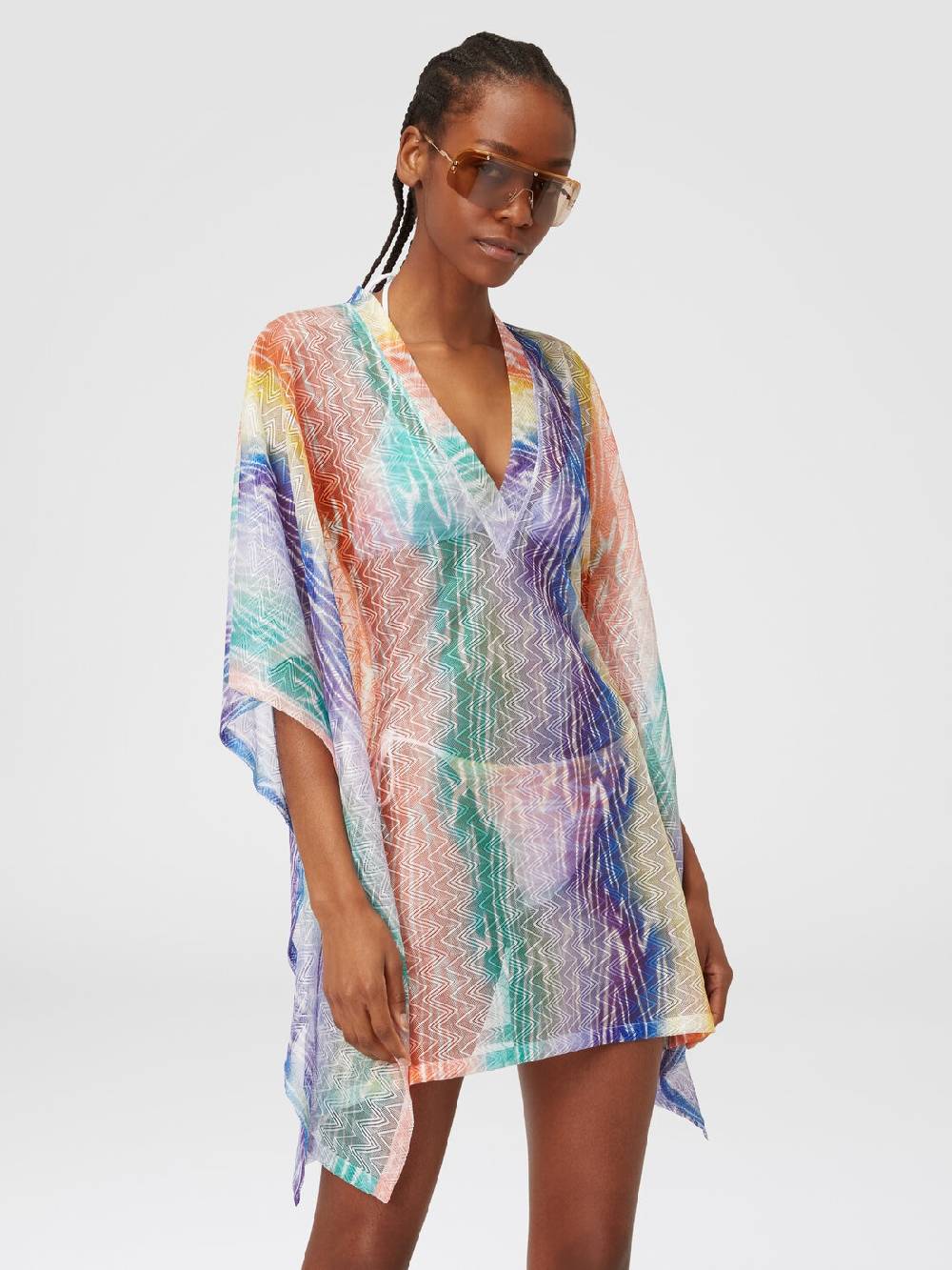 M Missoni Caftano Copricostume Corto Stampa Tie-dye