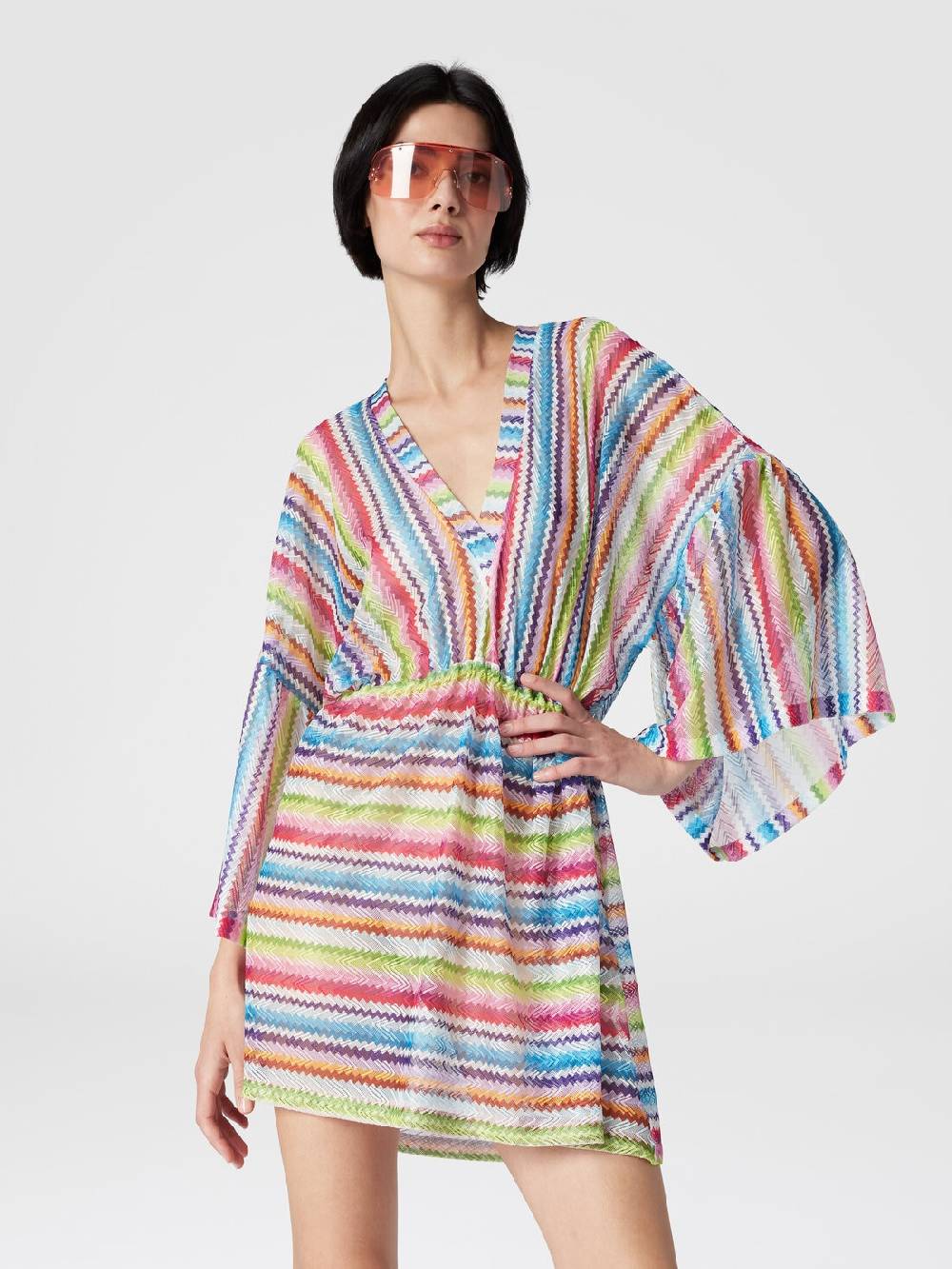 M Missoni Caftano Copricostume Corto Stampa Zig Zag