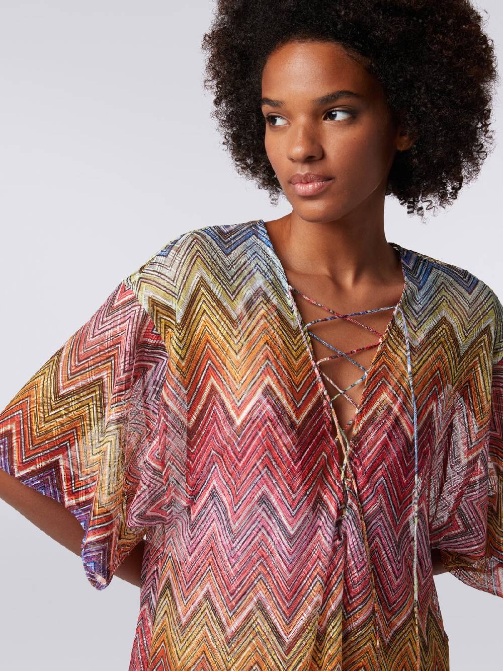 M Missoni Caftano Copricostume Corto Stampa Zig Zag