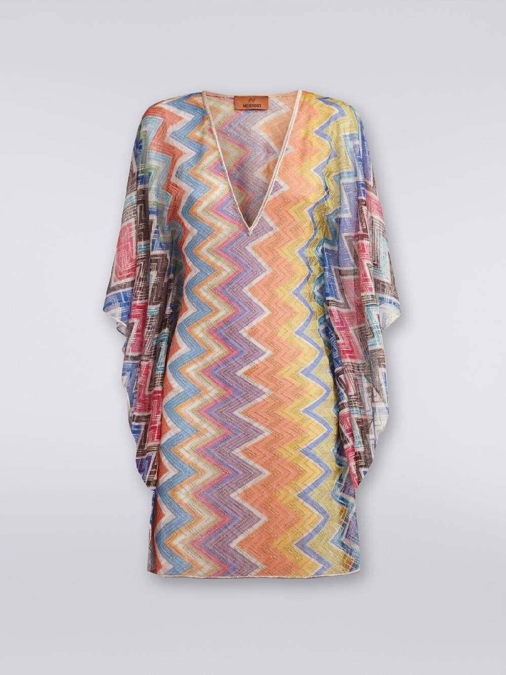 M Missoni Caftano Copricostume Corto Zig Zag Con Lurex