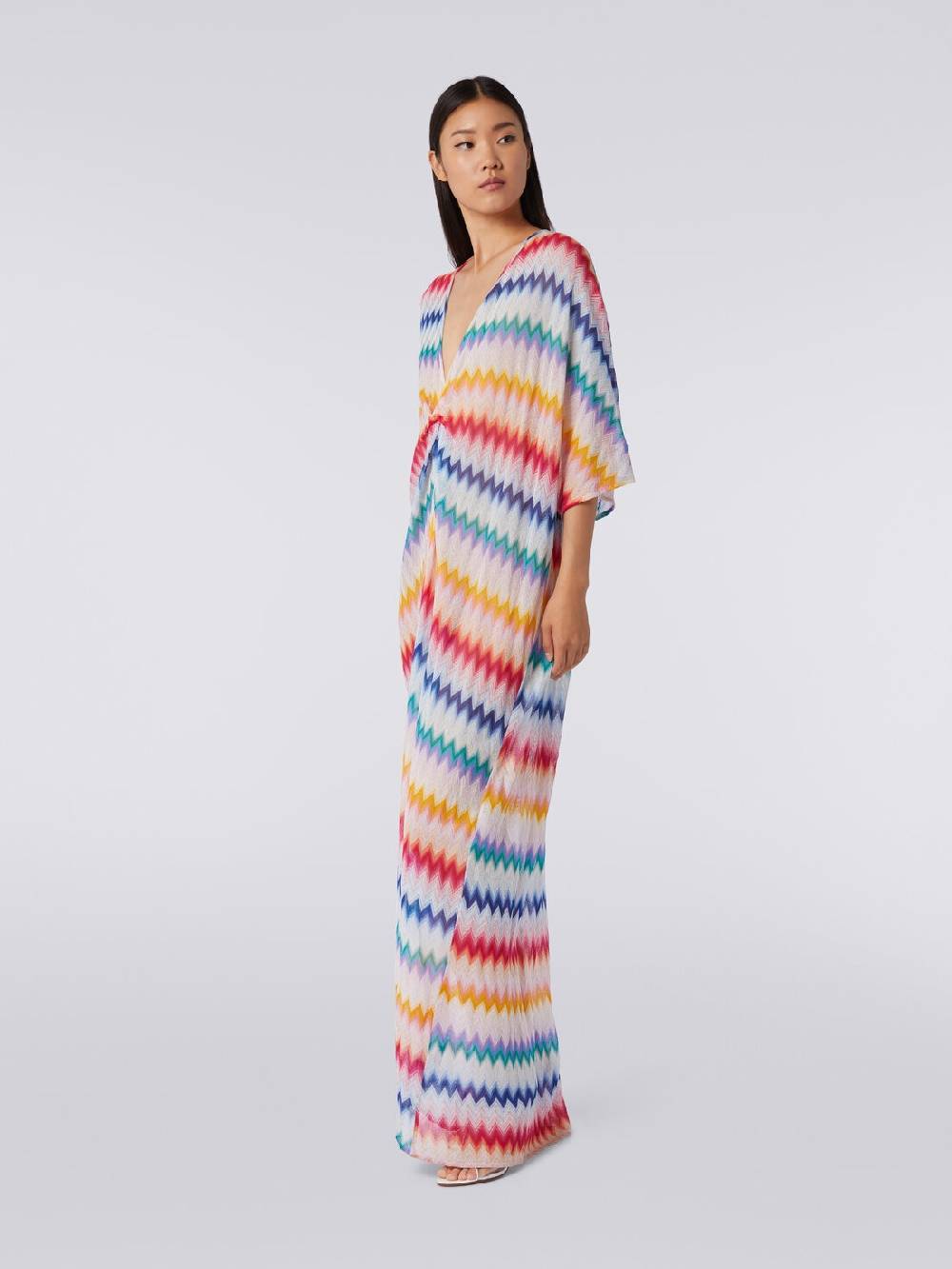 M Missoni Caftano Copricostume Lungo Con Dettaglio Torchon E Stampa Zig Zag