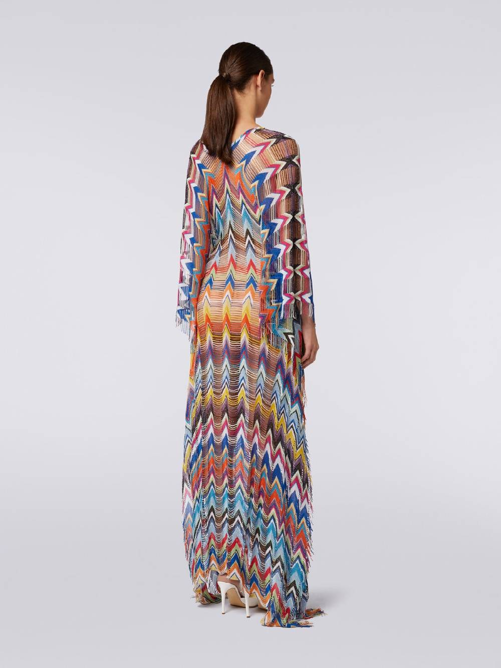 M Missoni Caftano Copricostume Lungo Con Frange E Lurex