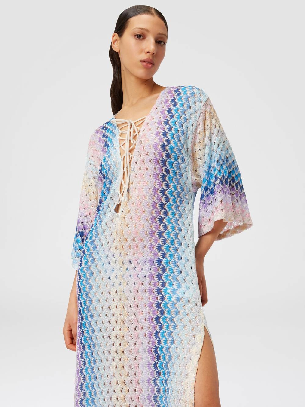 M Missoni Caftano Copricostume Lungo Effetto Pizzo Dégradé Con Lurex