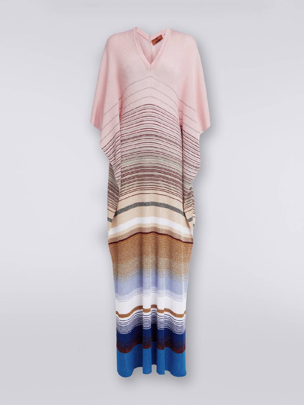 M Missoni Caftano copricostume lungo in maglia a costine rigata con lurex