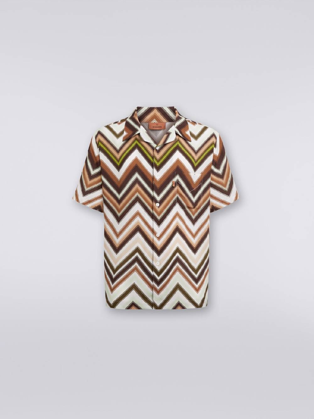 M Missoni Camicia A Maniche Corte In Viscosa Con Stampa Chevron
