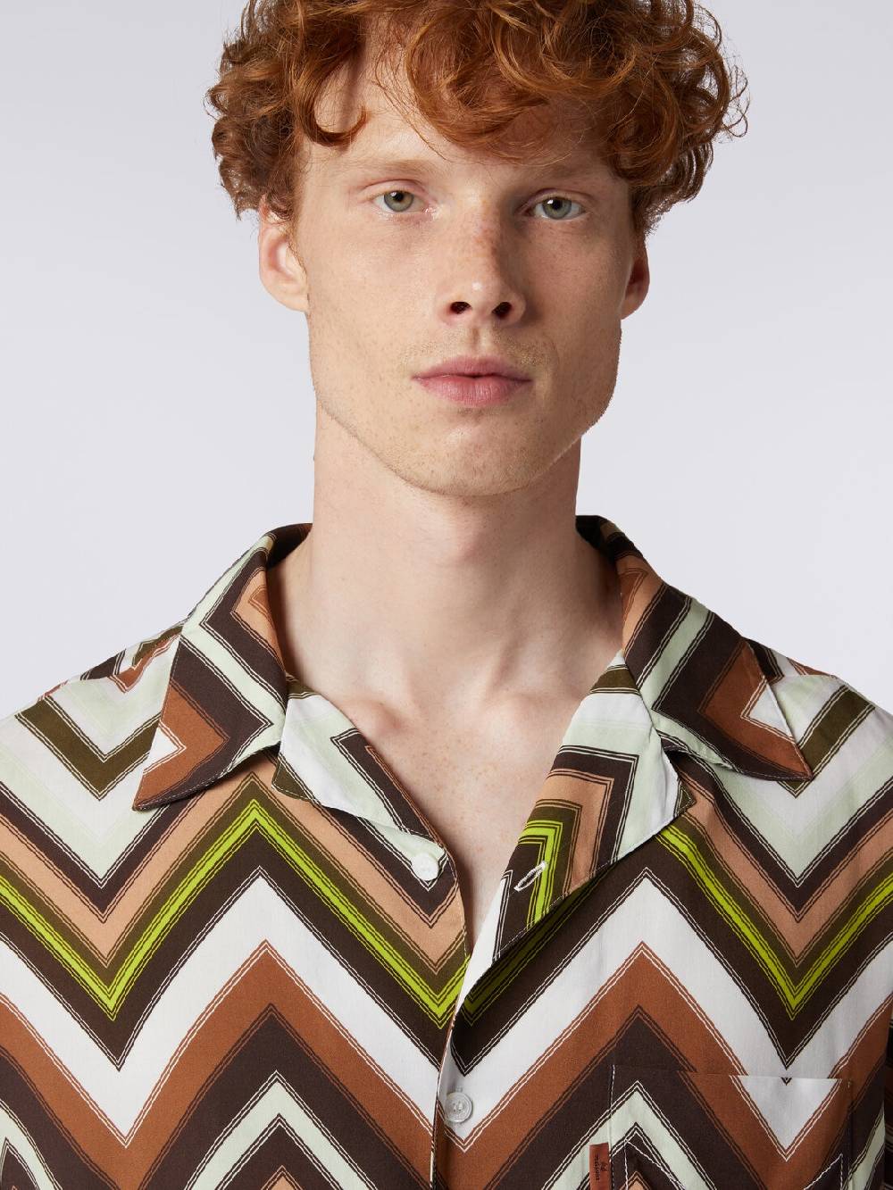 M Missoni Camicia A Maniche Corte In Viscosa Con Stampa Chevron