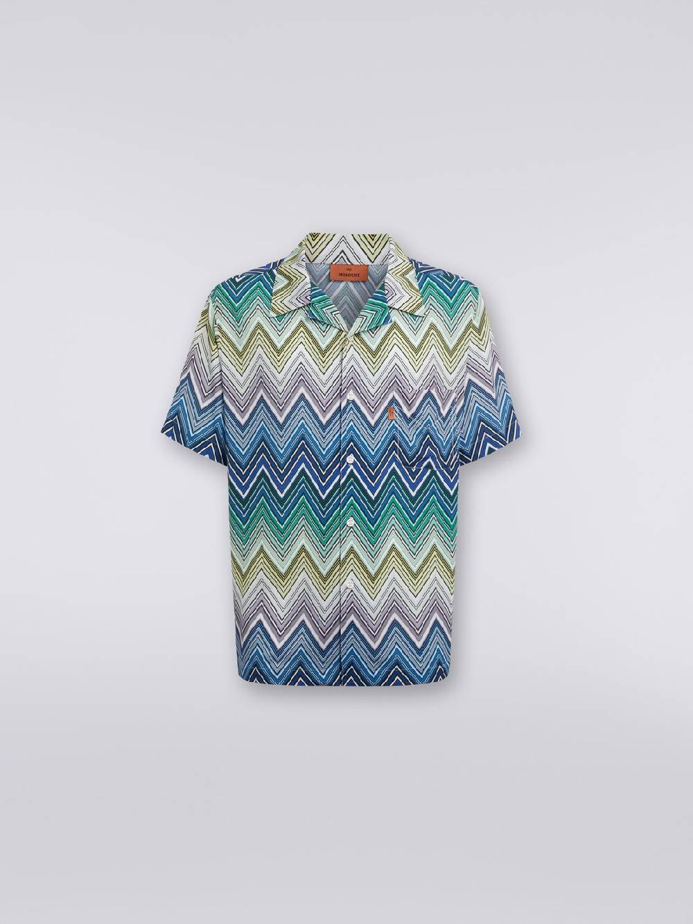 M Missoni Camicia A Maniche Corte In Viscosa Con Stampa Macro Zig Zag