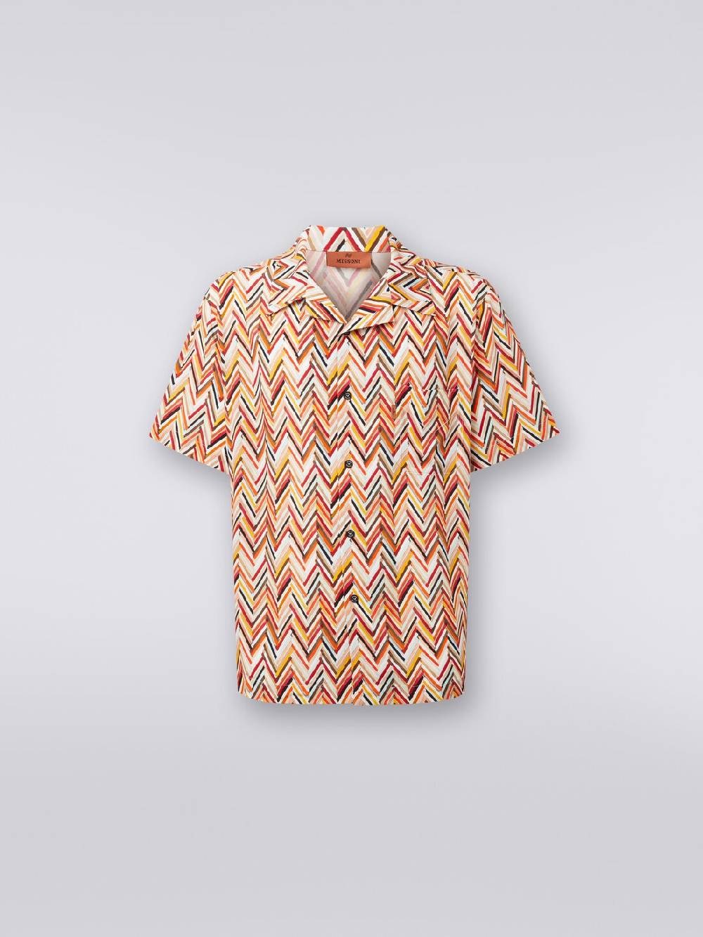 M Missoni Camicia A Maniche Corte In Viscosa Con Stampa Zig Zag