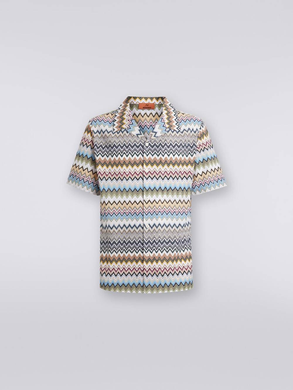 M Missoni Camicia A Maniche Corte Modello Bowling In Cotone Zig Zag