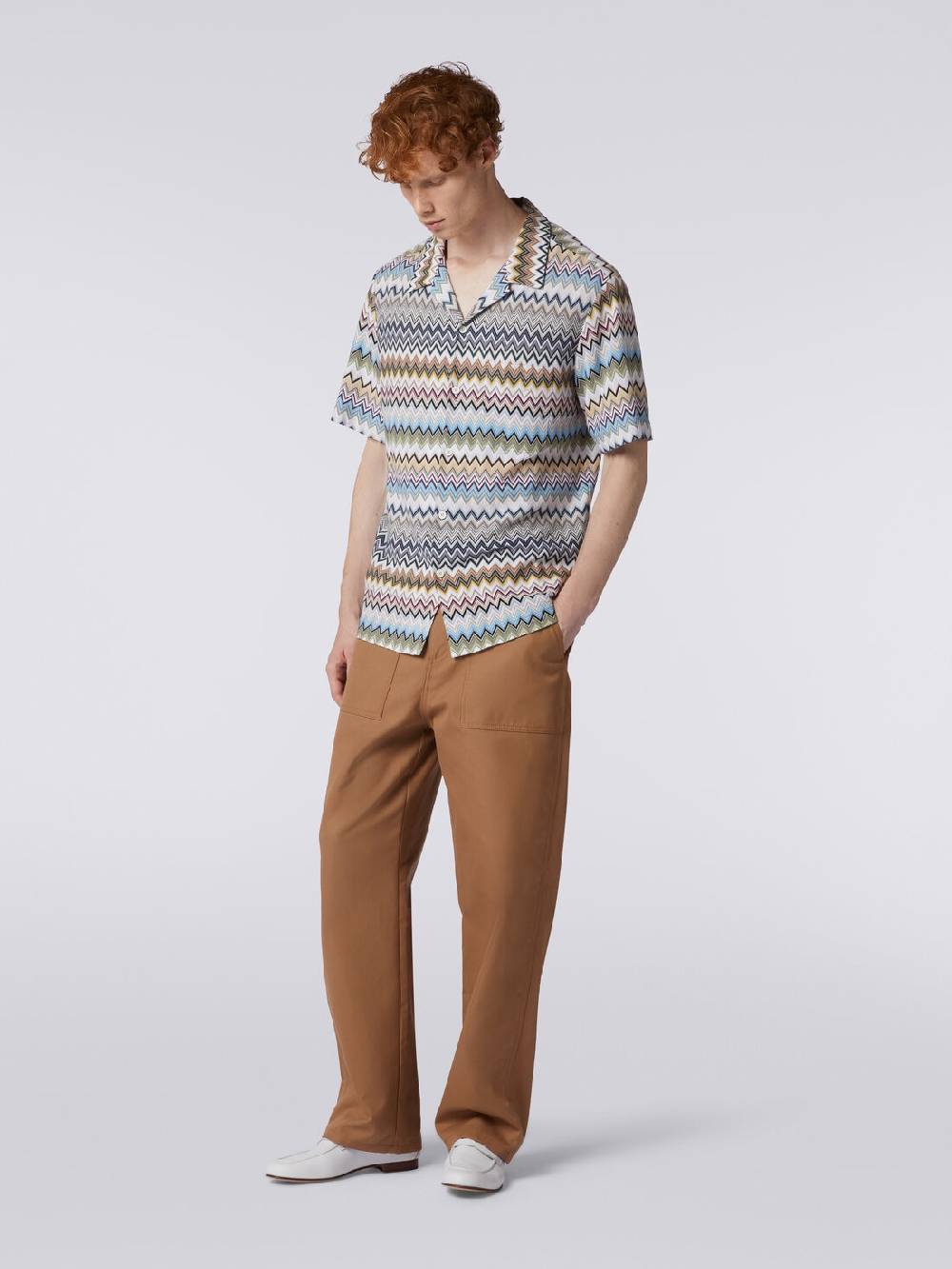 M Missoni Camicia A Maniche Corte Modello Bowling In Cotone Zig Zag