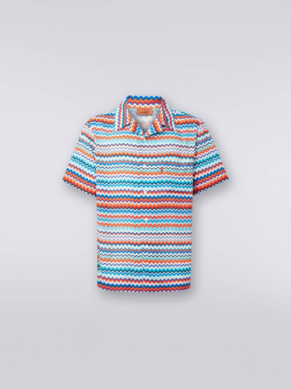 M Missoni Camicia A Maniche Corte Modello Bowling In Viscosa Zig Zag