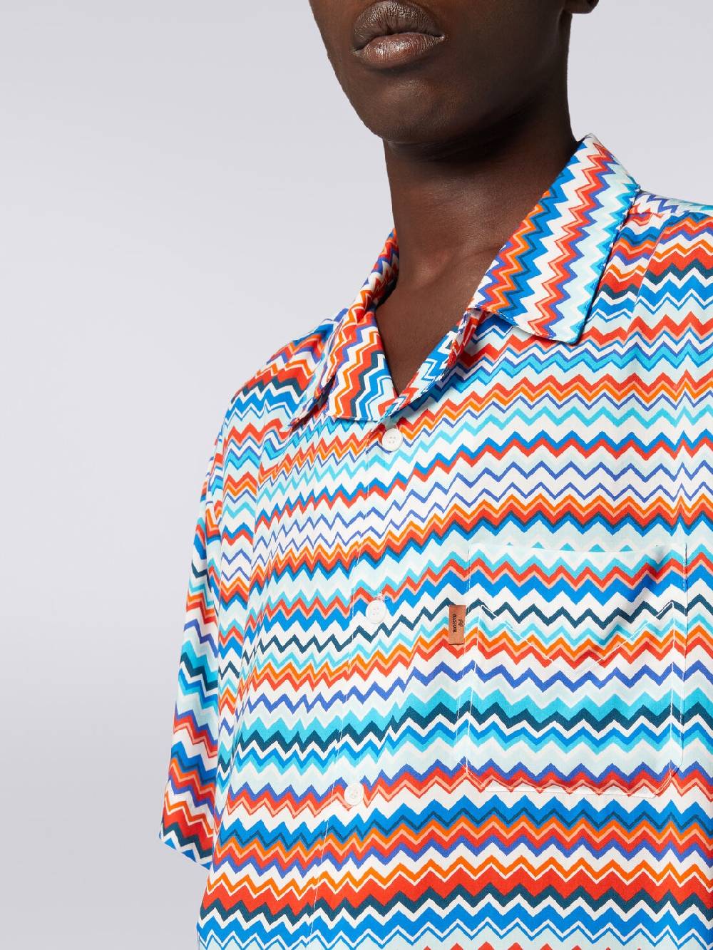 M Missoni Camicia A Maniche Corte Modello Bowling In Viscosa Zig Zag