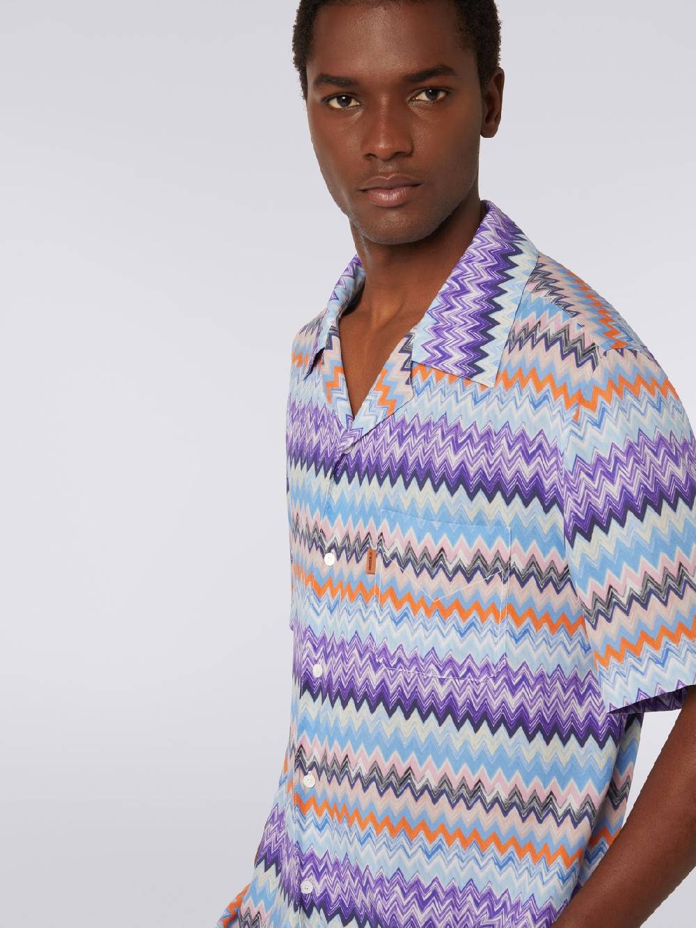 M Missoni Camicia A Maniche Corte Modello Bowling In Viscosa Chevron