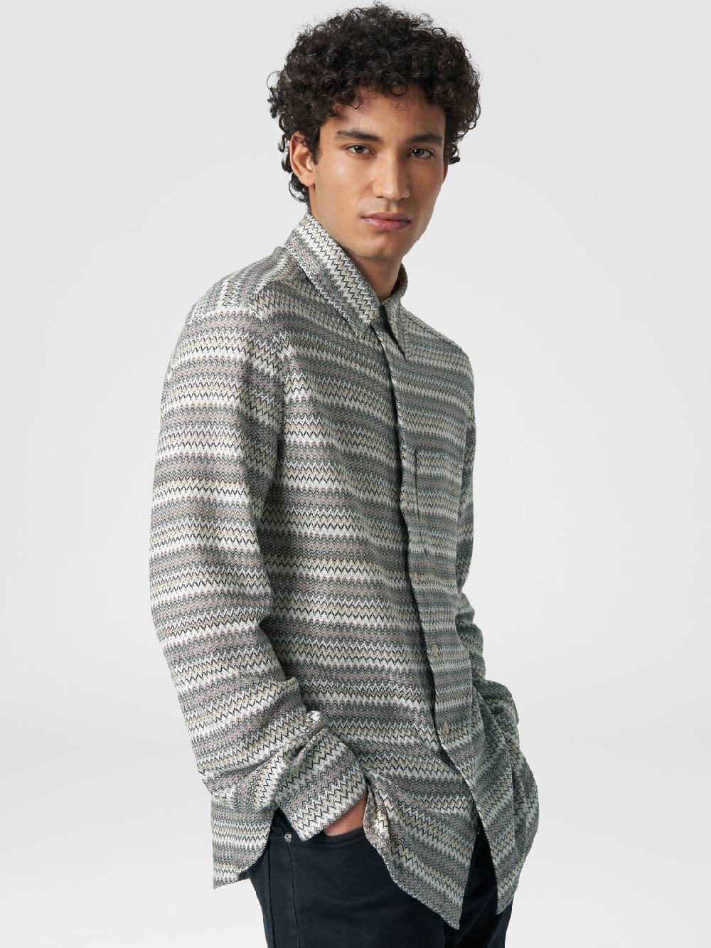 M Missoni Camicia A Maniche Lunghe In Misto Viscosa Chevron