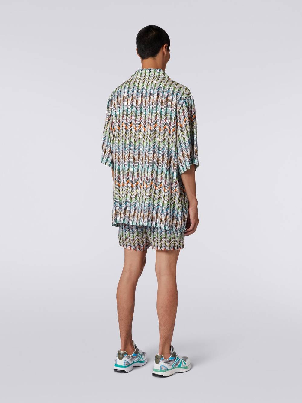 M Missoni Camicia Da Bowling In Viscosa Stampata Con Logo