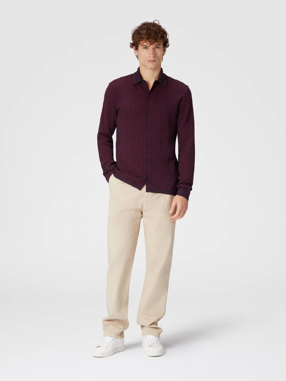 M Missoni Camicia in lana vergine e viscosa con motivo onda