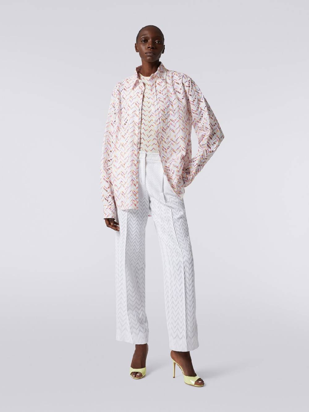 M Missoni Camicia in popeline di cotone con pizzo sangallo