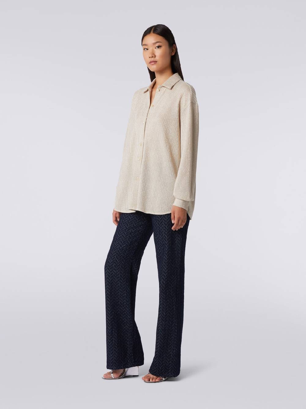 M Missoni Camicia Oversize In Cotone E Viscosa Lamé