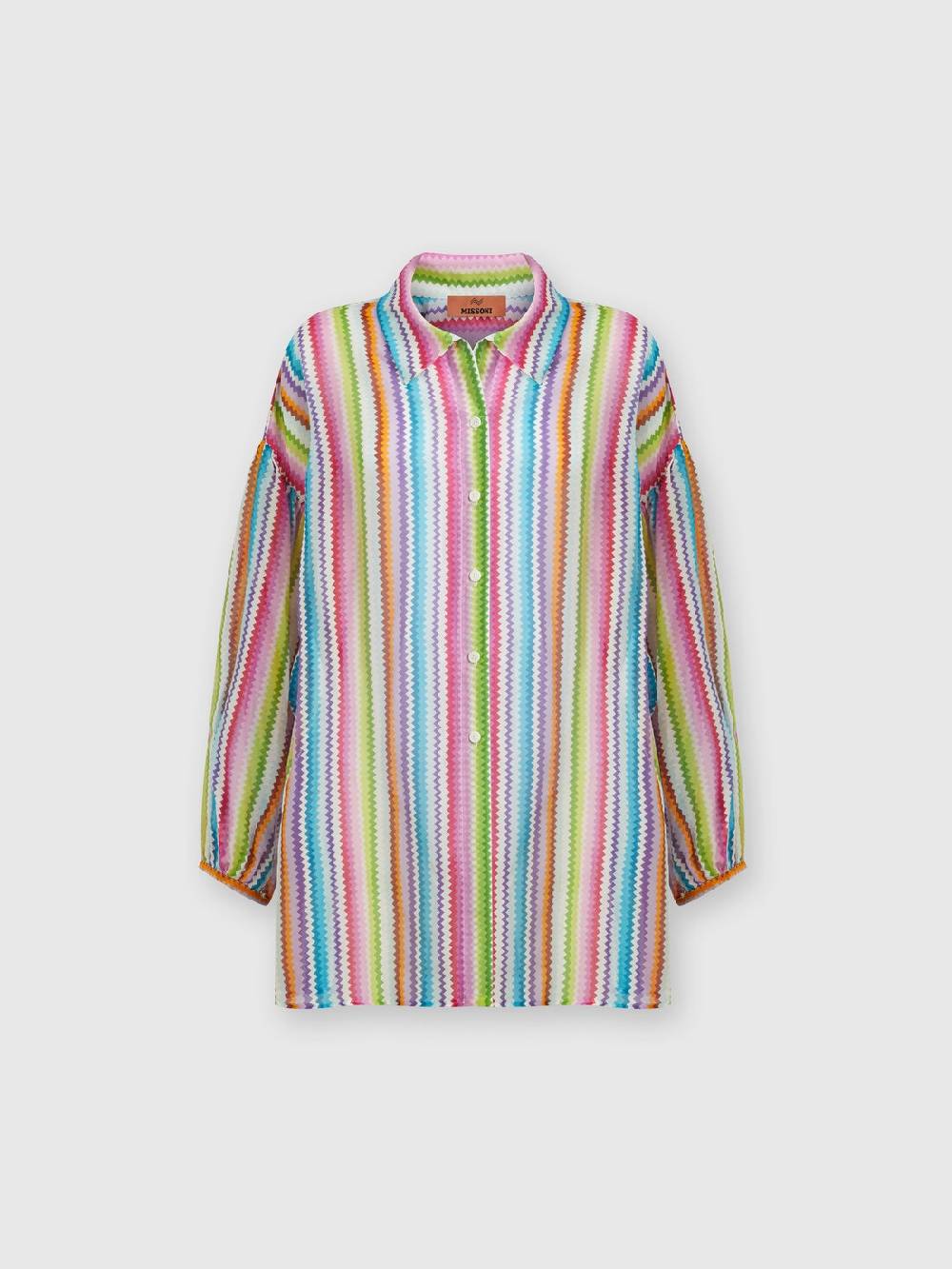 M Missoni Camicia Oversize In Seta E Cotone Stampata