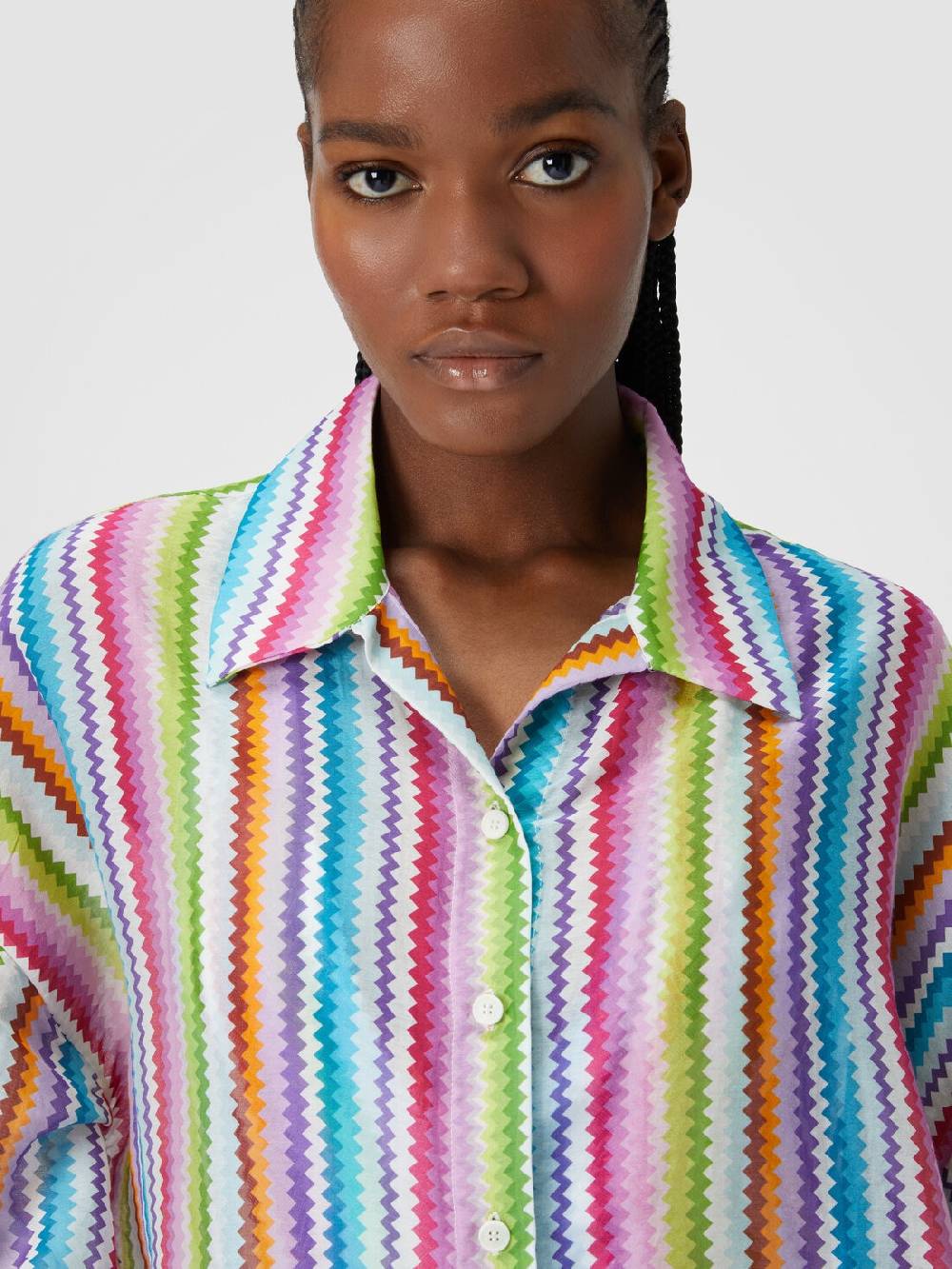 M Missoni Camicia Oversize In Seta E Cotone Stampata
