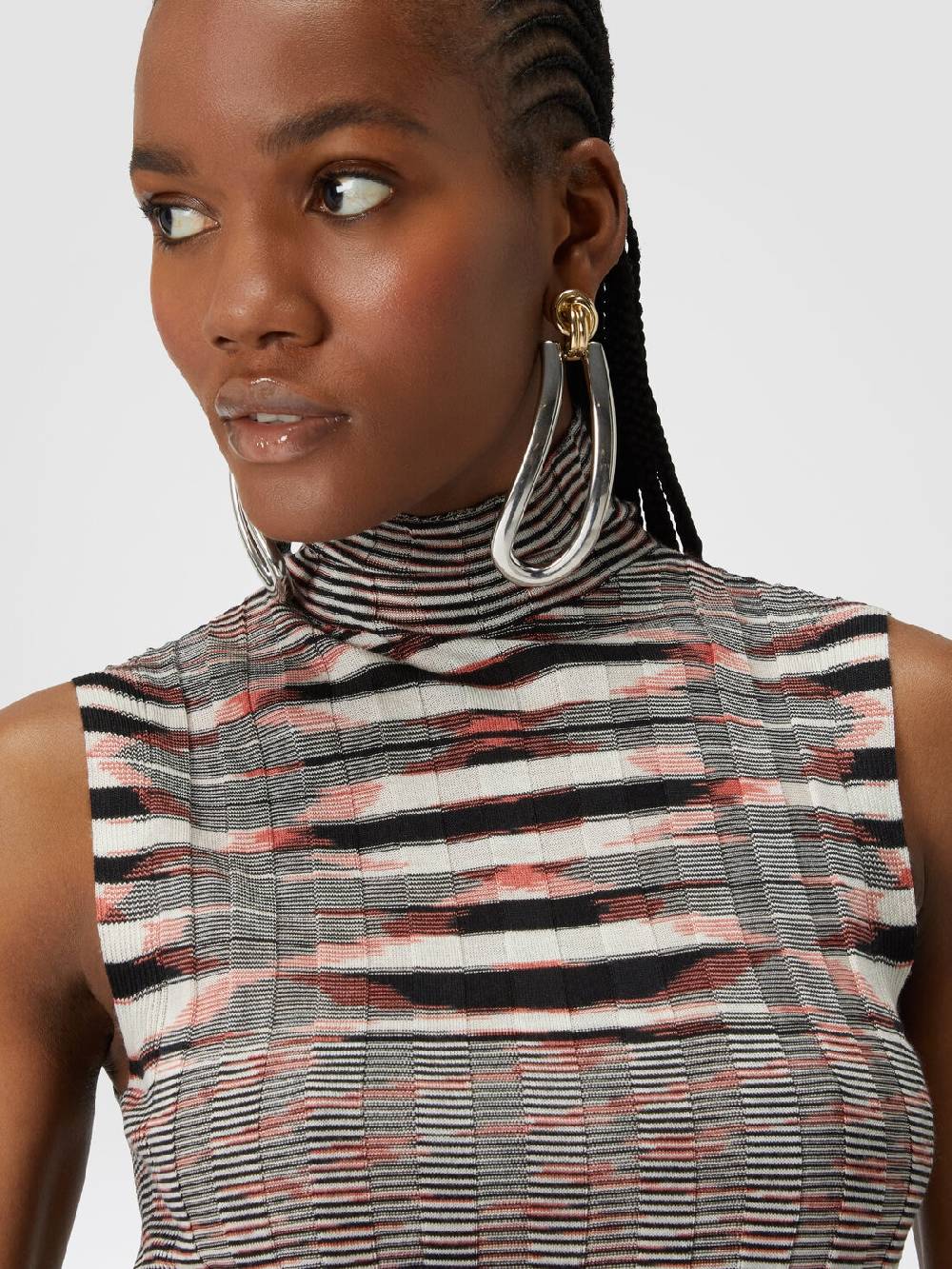 M Missoni Canottiera Con Collo Alto In Cashmere E Seta A Costine