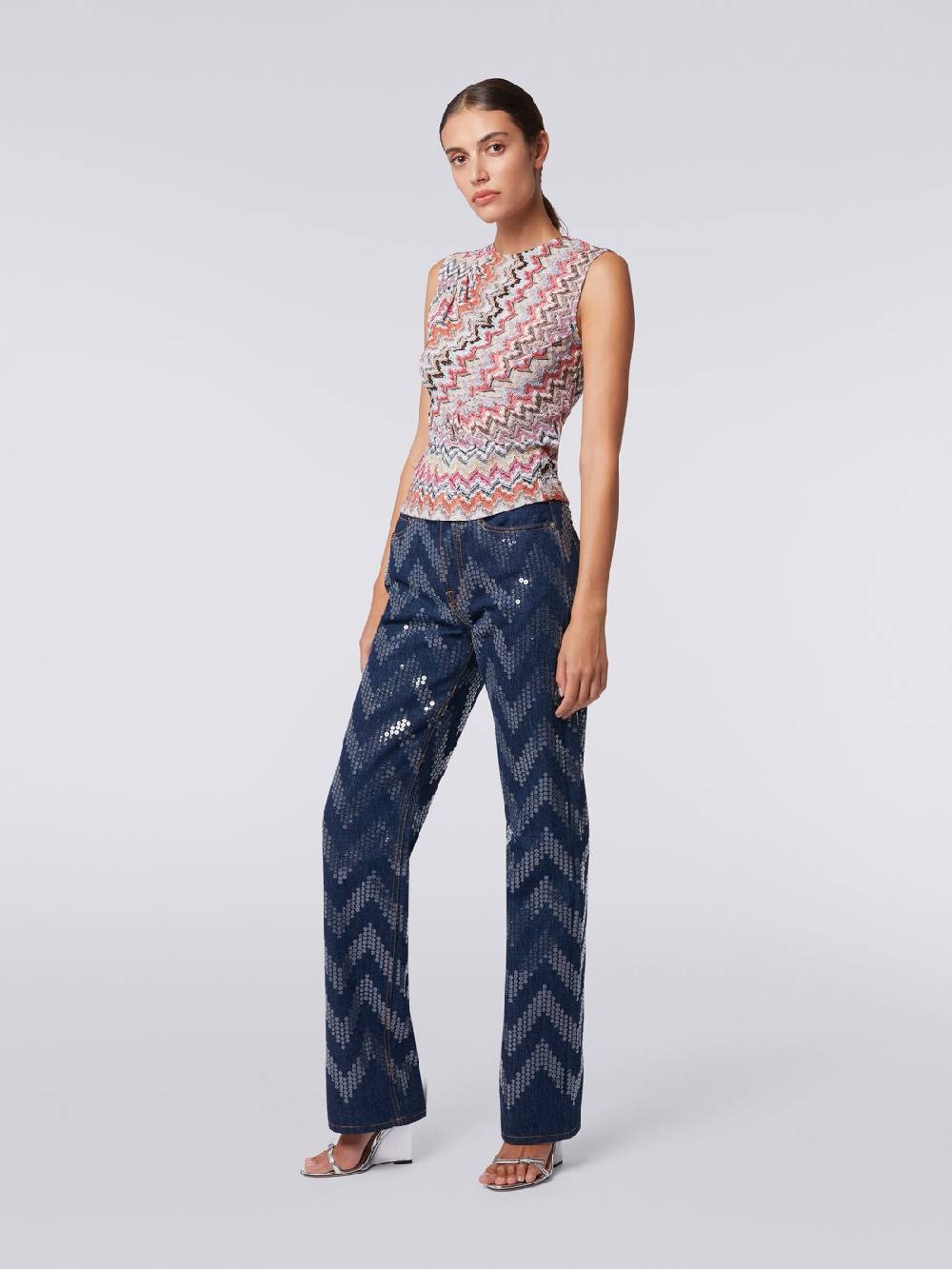 M Missoni Canottiera Girocollo Zig Zag Con Arricciature