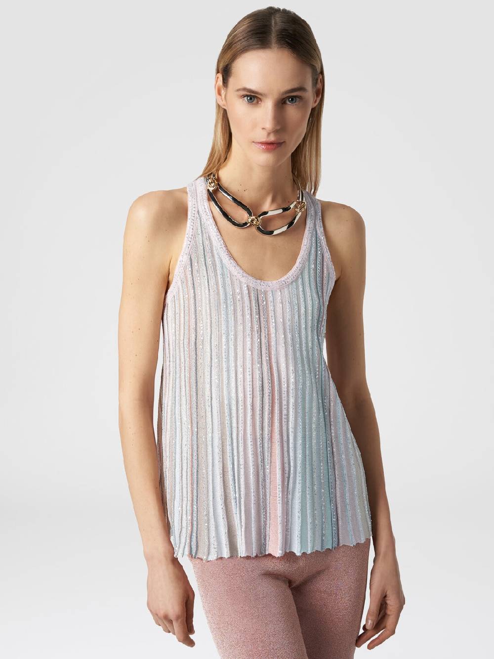 M Missoni Canottiera In Maglia A Righe Verticali Con Paillettes