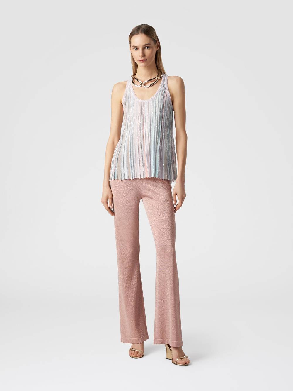 M Missoni Canottiera in maglia a righe verticali con paillettes