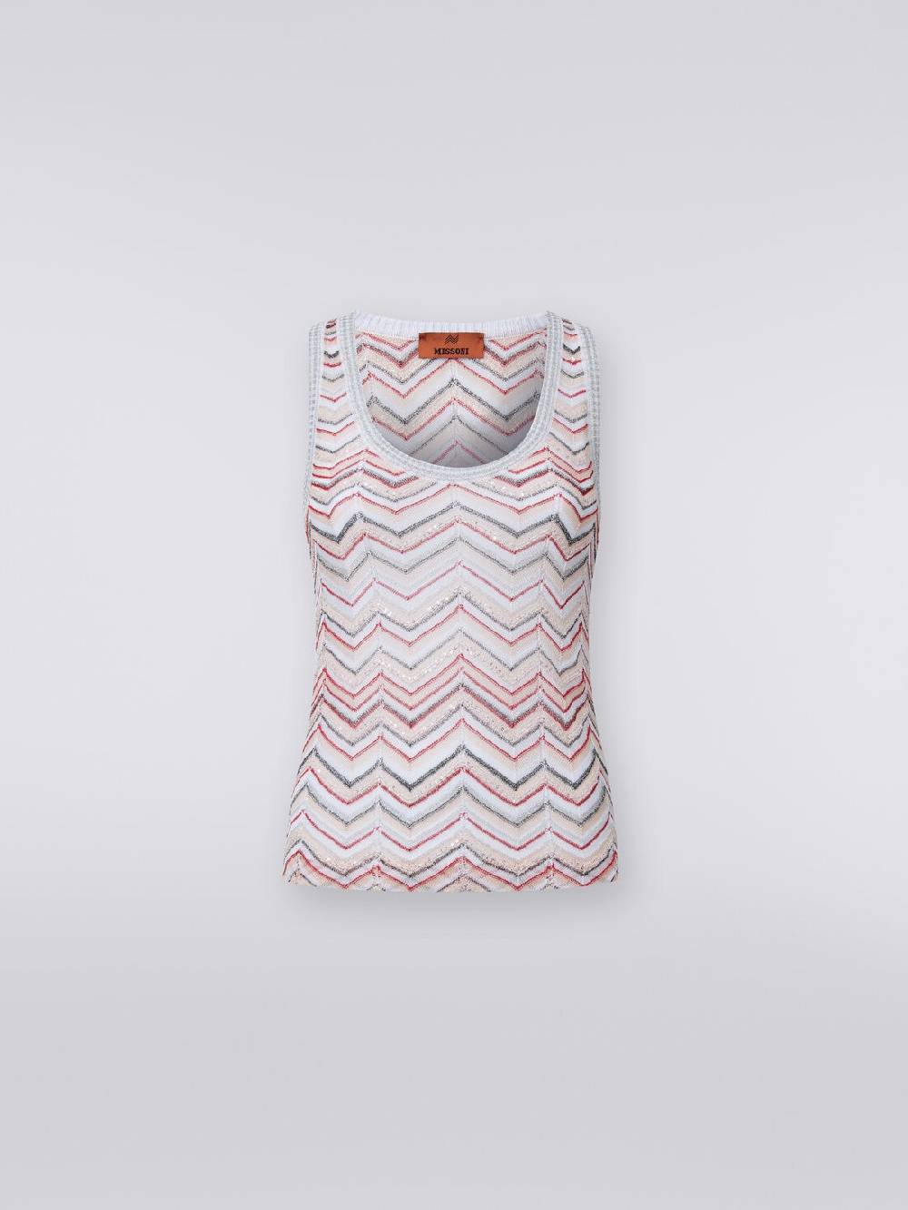 M Missoni Canottiera In Maglia Zig Zag Con Lurex E Paillettes