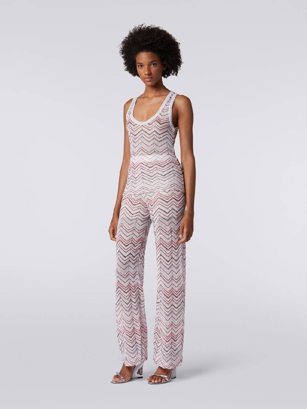 M Missoni Canottiera In Maglia Zig Zag Con Lurex E Paillettes