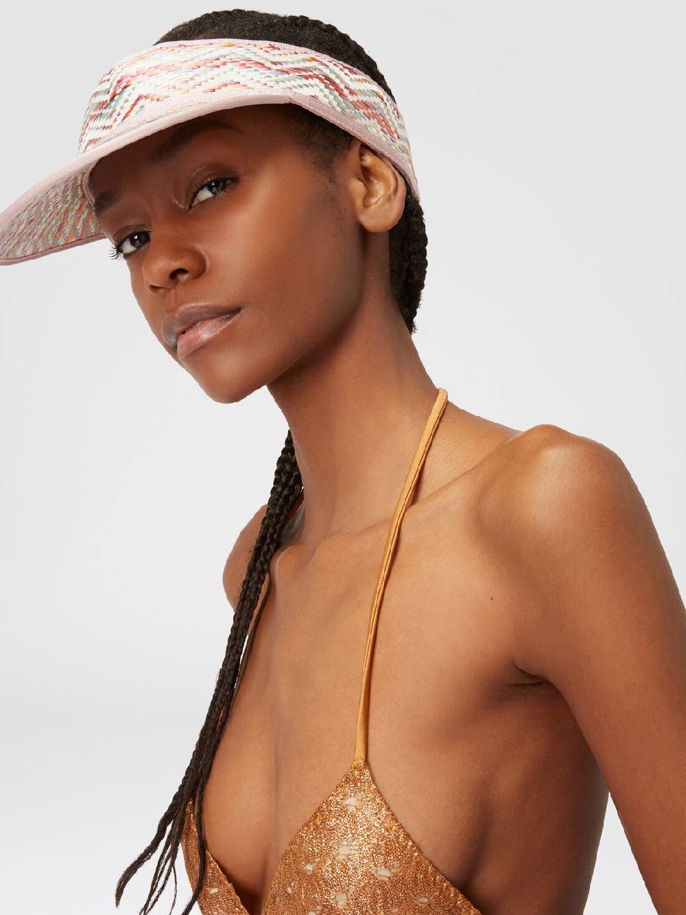 M Missoni Cappello Con Visiera In Viscosa E Cotone Chevron