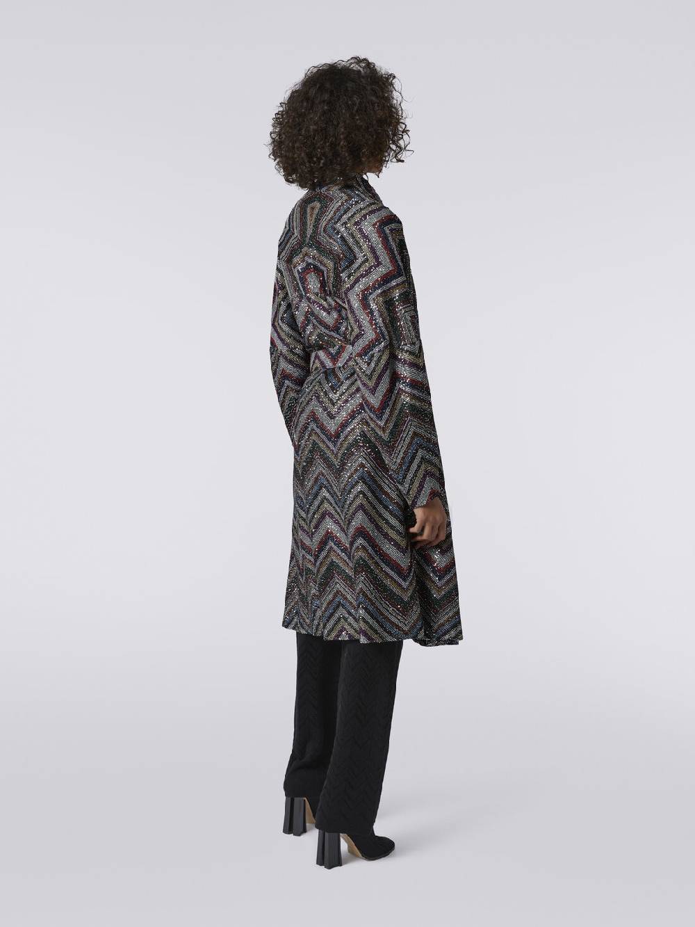 M Missoni Cappotto In Misto Viscosa Chevron Con Paillettes