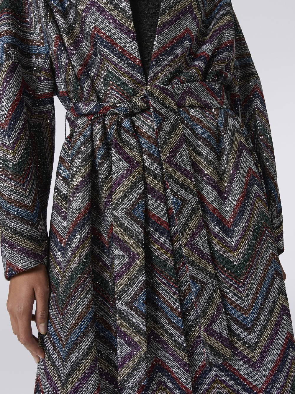 M Missoni Cappotto In Misto Viscosa Chevron Con Paillettes