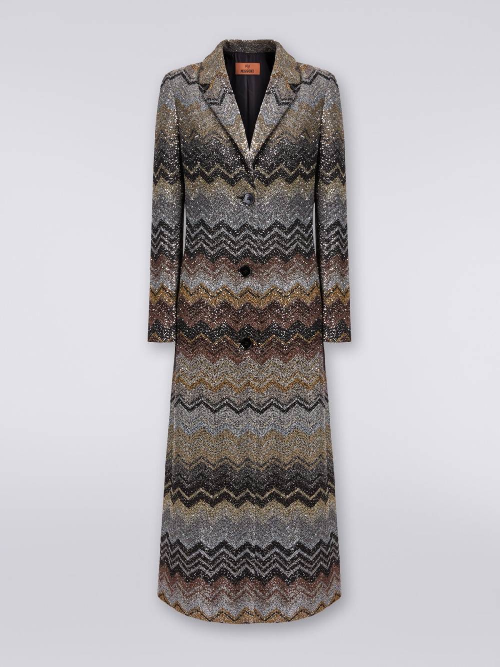 M Missoni Cappotto Lungo In Misto Viscosa Con Paillettes