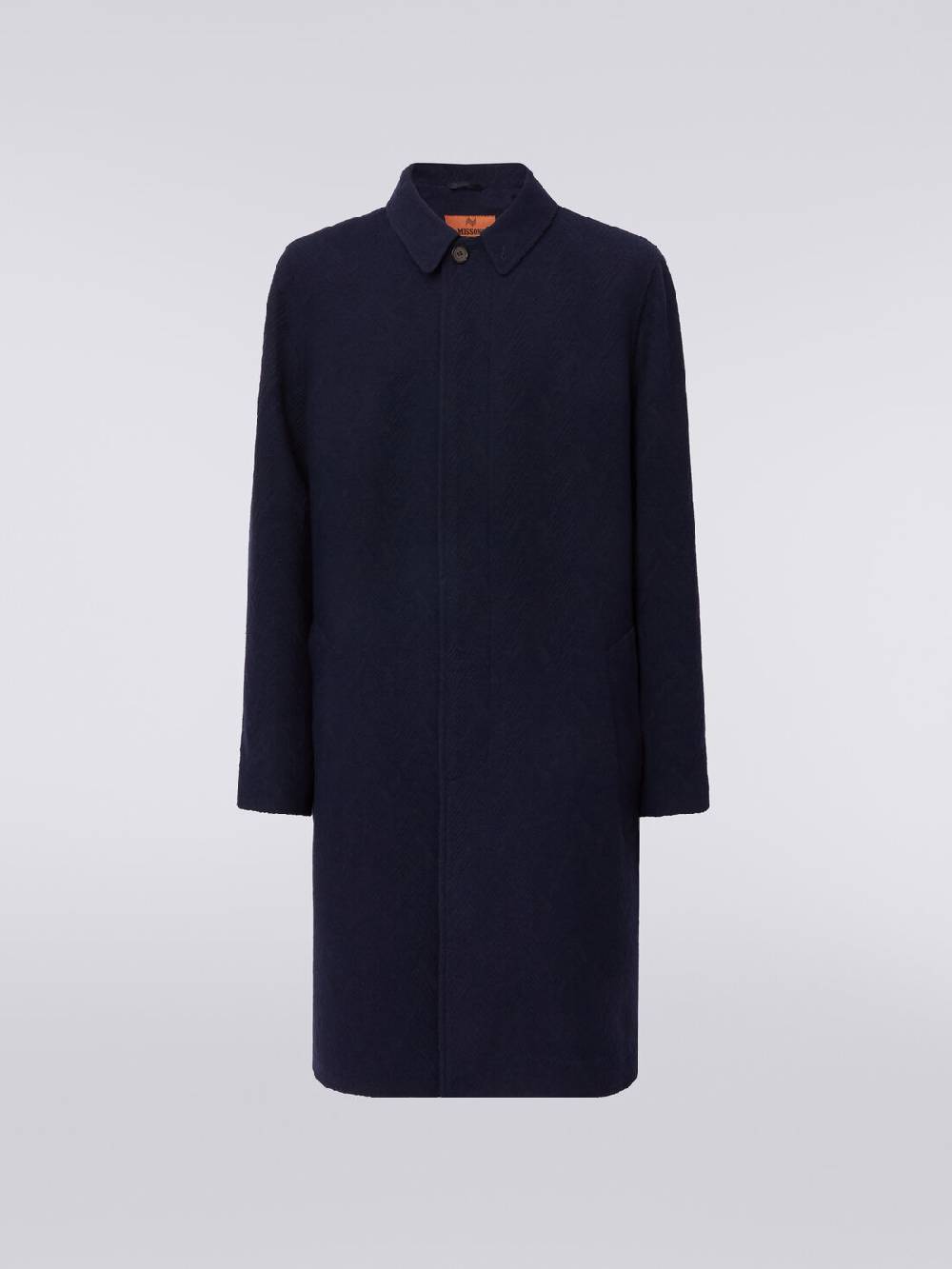 M Missoni Cappotto Misto Lana Jacquard Con Motivo Zig Zag