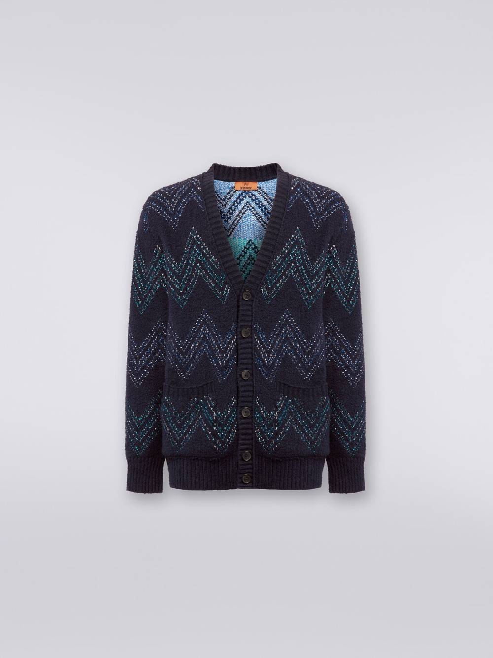 M Missoni Cardigan Con Scollatura A V In Misto Cotone Zig Zag