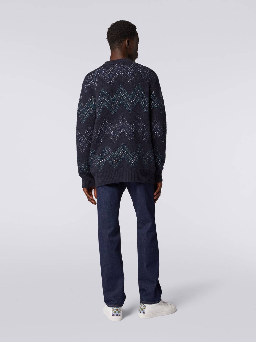 M Missoni Cardigan Con Scollatura A V In Misto Cotone Zig Zag