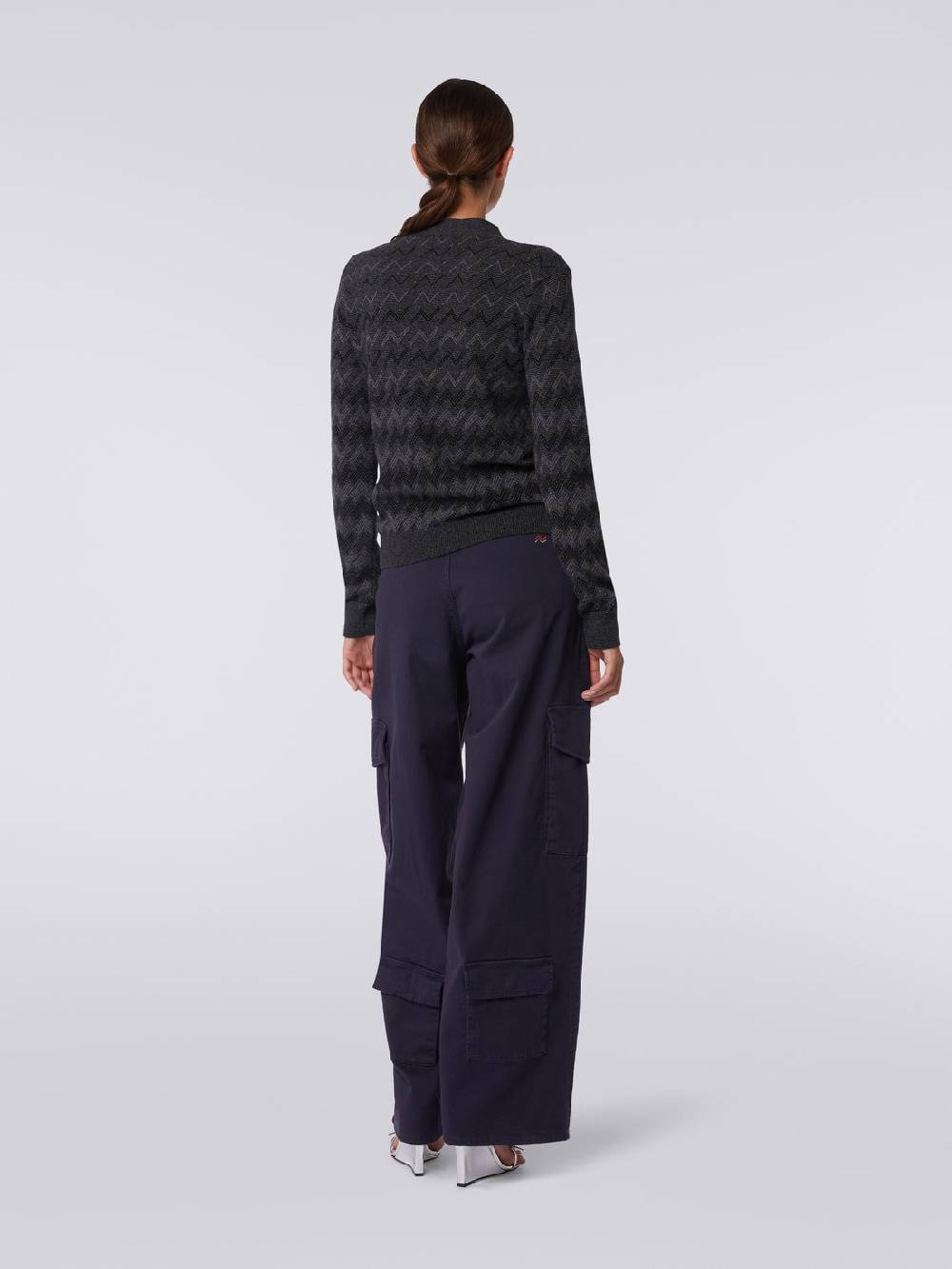 M Missoni Cardigan Con Scollo A V In Cachemire Con Zig Zag