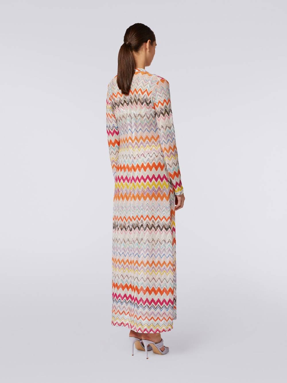 M Missoni Cardigan Copricostume Lungo Con Motivo Zig Zag E Lurex