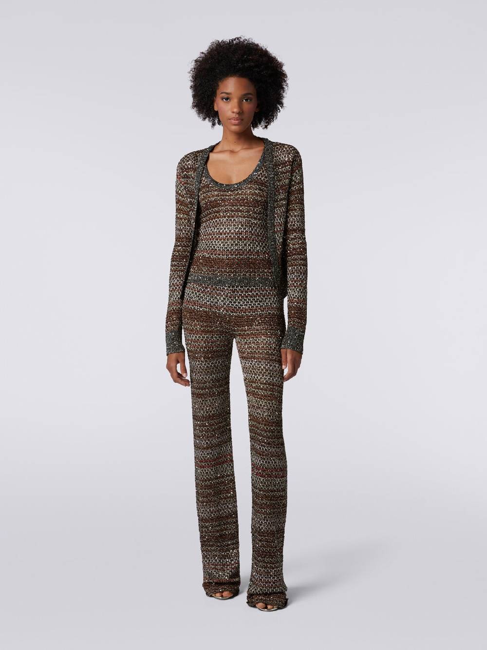 M Missoni Cardigan corto in maglia a rete con paillettes