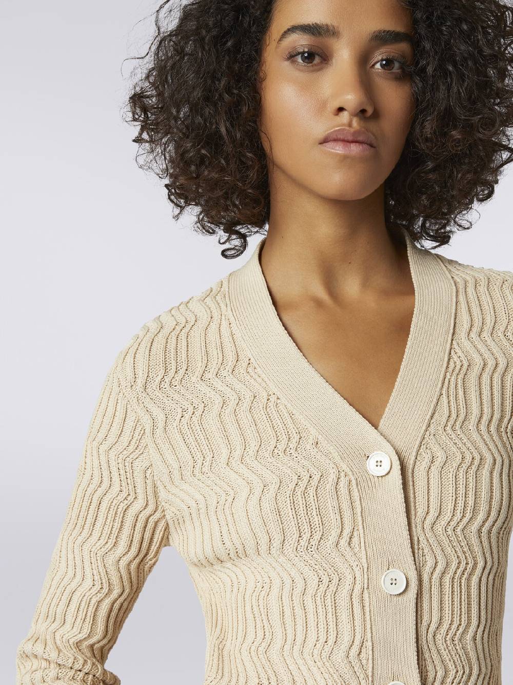 M Missoni Cardigan In Cotone Con Nervature Verticali A Rilievo