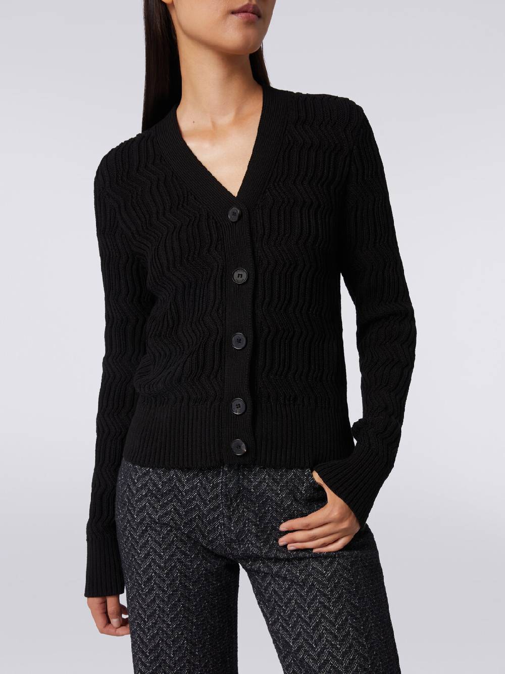 M Missoni Cardigan In Cotone Con Nervature Verticali A Rilievo