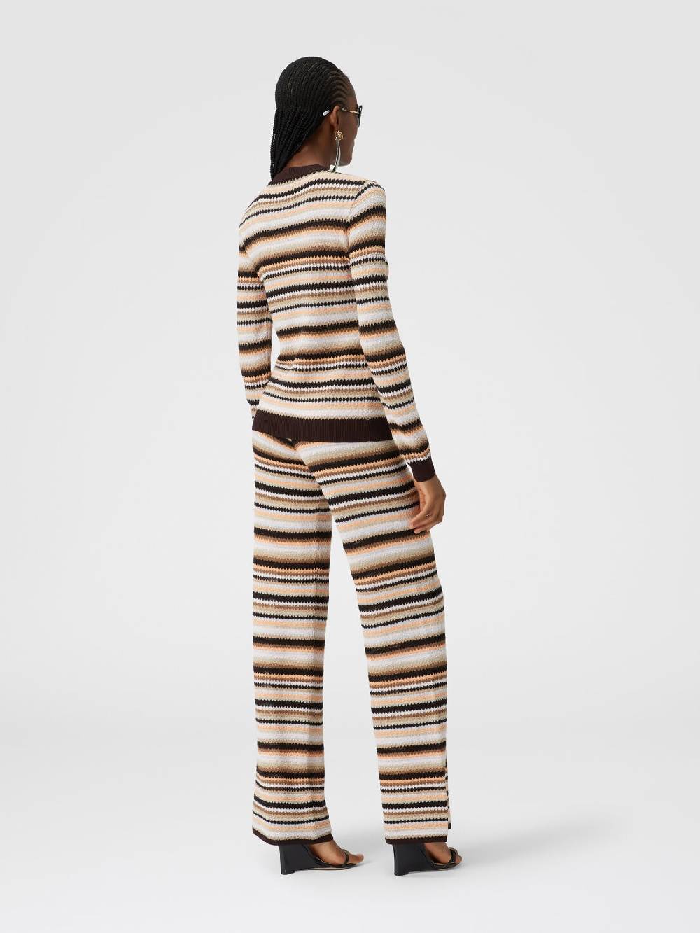 M Missoni Cardigan In Cotone E Viscosa A Righe Con Profili A Contrasto