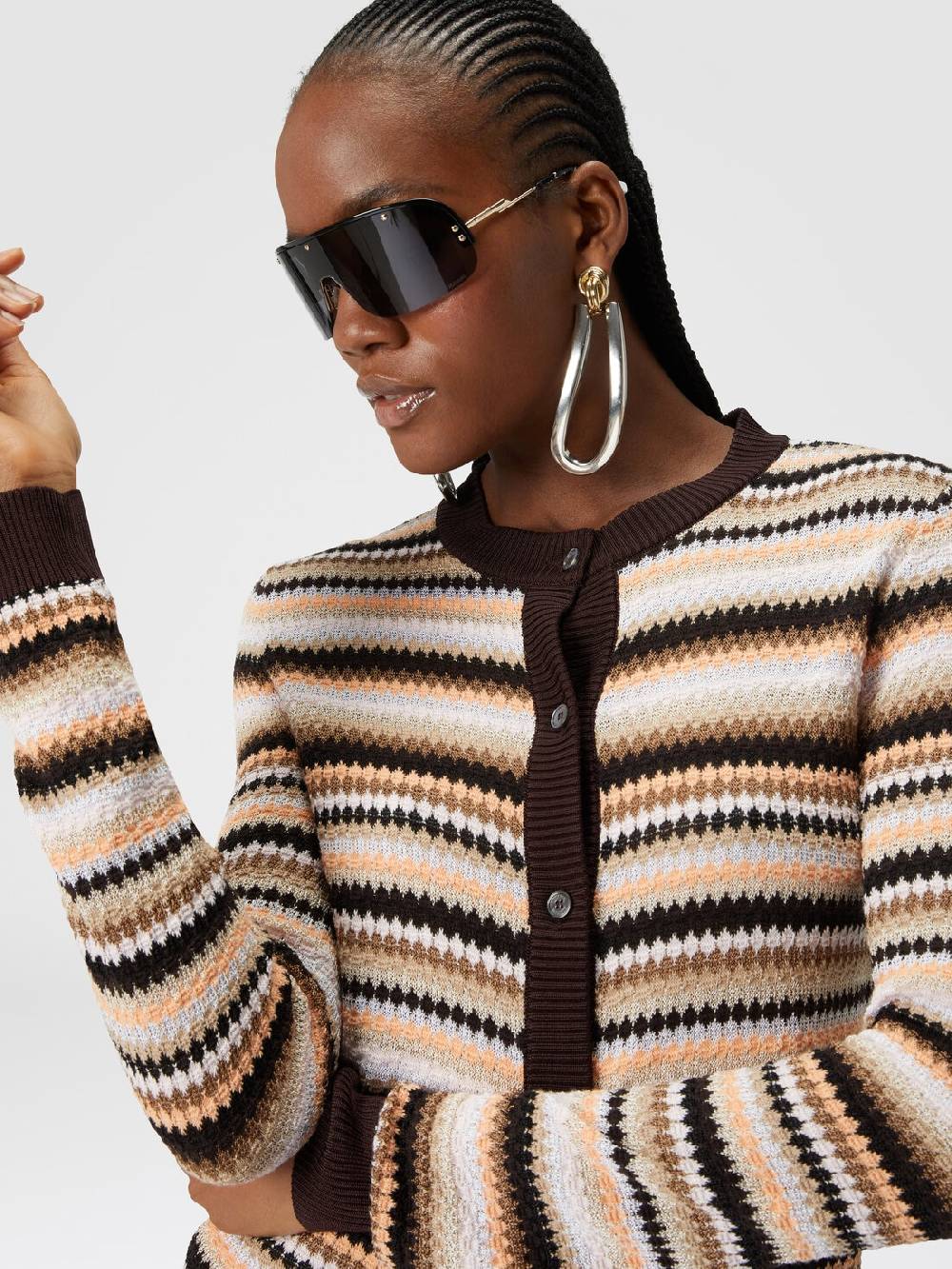 M Missoni Cardigan In Cotone E Viscosa A Righe Con Profili A Contrasto