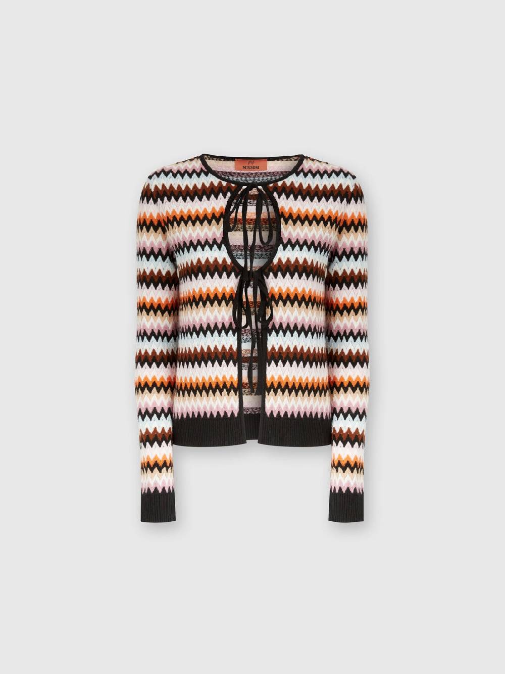 M Missoni Cardigan In Lana Zig Zag Con Profili A Contrasto