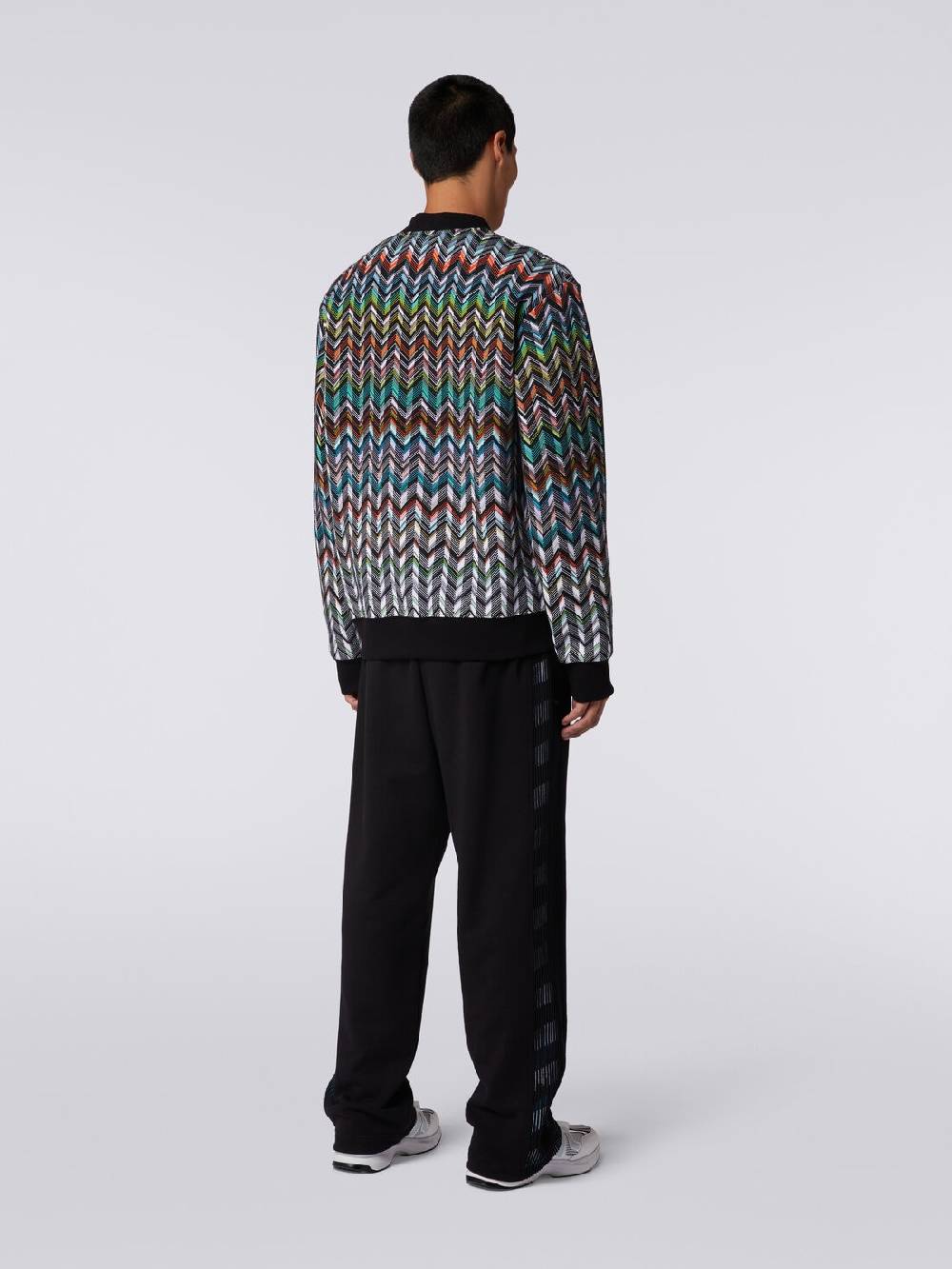 M Missoni Cardigan In Maglia Zig Zag Con Profili Tinta Unita