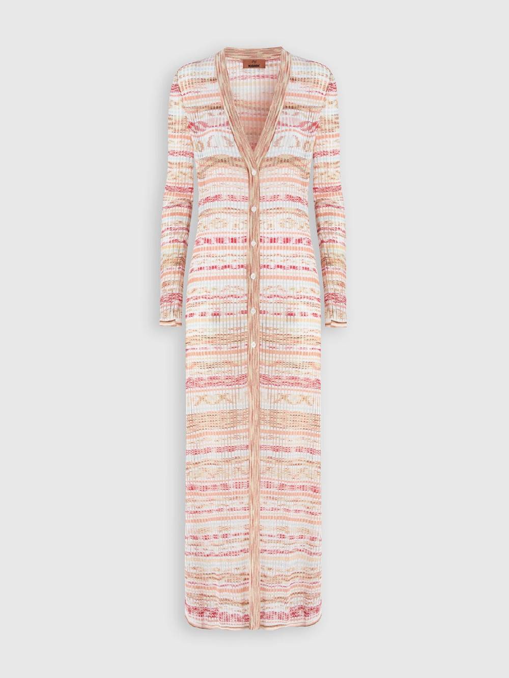 M Missoni Cardigan Lungo A Costine In Viscosa Fiammata