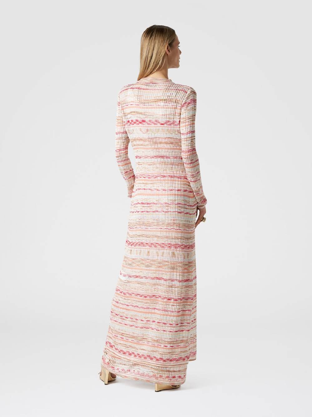 M Missoni Cardigan Lungo A Costine In Viscosa Fiammata