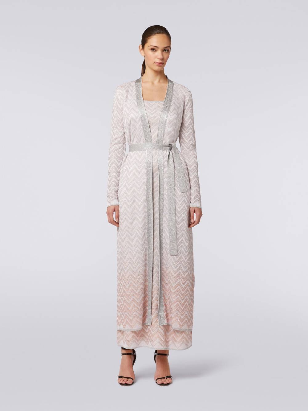 M Missoni Cardigan lungo in maglia chevron con lurex